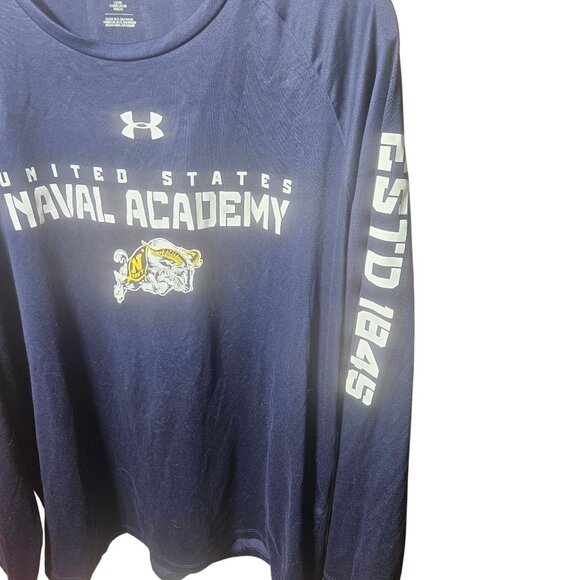 Under Armour United States Naval Academy Long Sleeve Shirt 2XL Navy Loose Fit - Picture 3 of 6